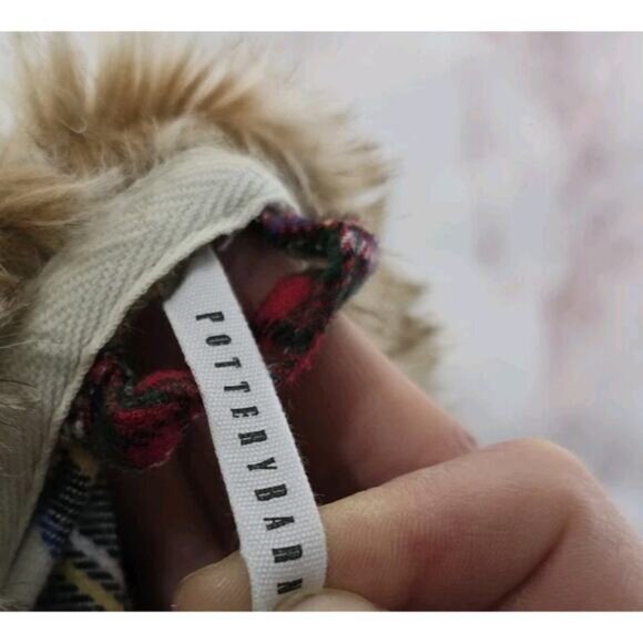 Pottery Barn Robe Women Plaid Faux Fur Hooded Flannel Holiday Christmas Stewart - Picture 3 of 14